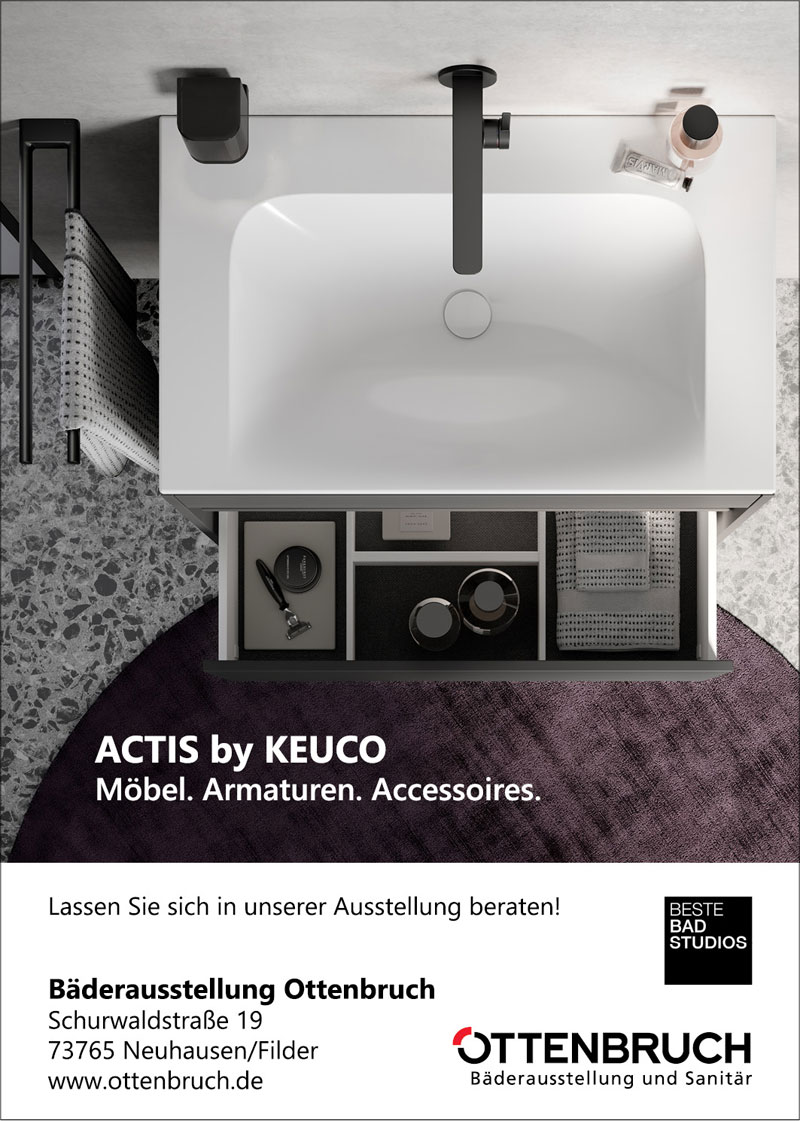 ACTIS by KEUCO - Ein Badprogramm mit starken wohnlichen Akzenten! Unsere aktuelle Anzeige in der Zeitschrift 'Haus & Grund'