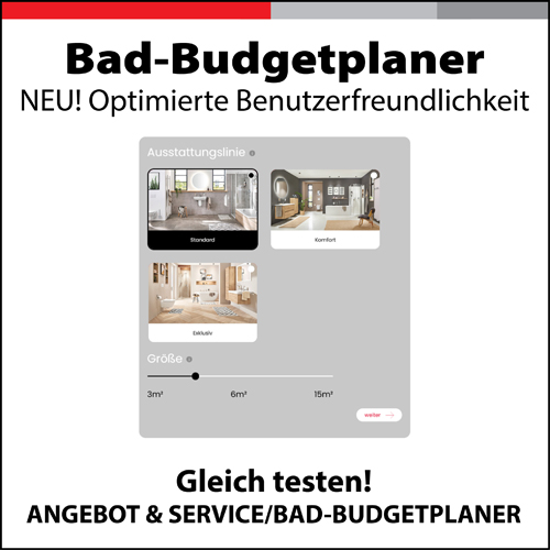 Bad-Budgetplaner für unsere Kunden zur Vorab-Kalkulation der Badrenovierung
