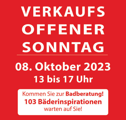 Verkaufsoffener Sonntag am 8. Oktober 2023 in Neuhausen. Kommen Sie zur Badberatung!