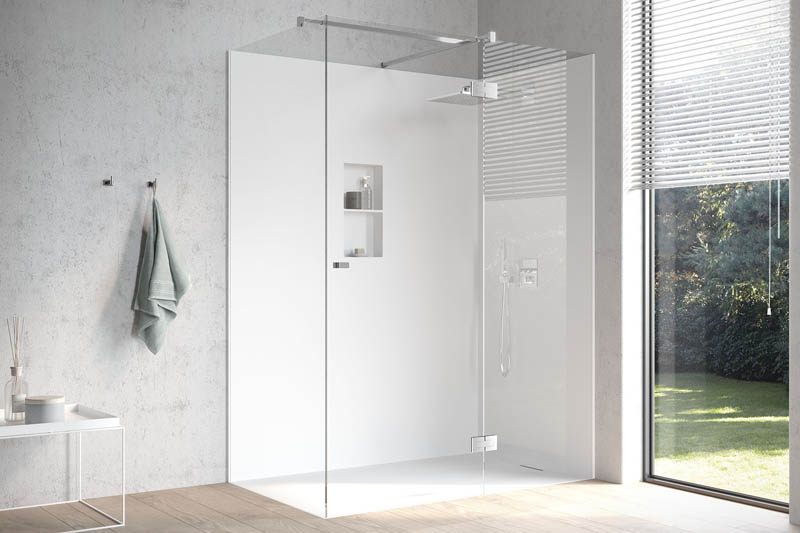 Duschsystem-Komplettlösung (Duschwanne, Rückwand, Glaswand + Glastür) von Hasenkopf