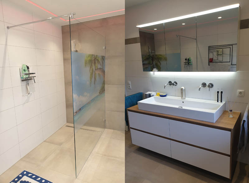 Titelbild Bad mit Walk-In-Dusche und innovativem Lichtkonzept