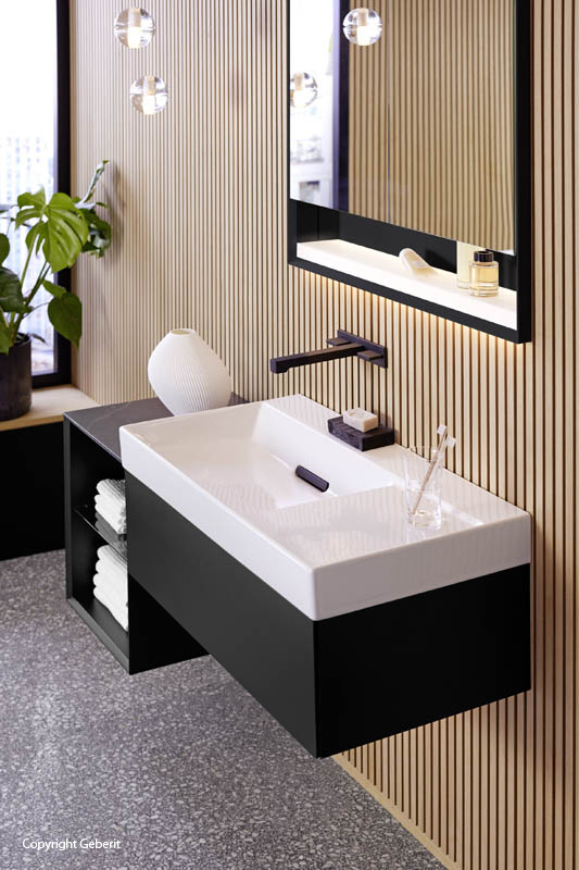 Geberit One Badmöbel Waschtischunterschrank schwarz Geberit One Badmöbel Waschtischunterschrank schwarz