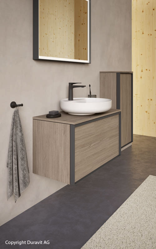 Duravit Vitrium Badmöbel Waschtischunterschrank Hochschrank anthrazit Holzoptik Duravit Vitrium Badmöbel Waschtischunterschrank Hochschrank anthrazit Holzoptik