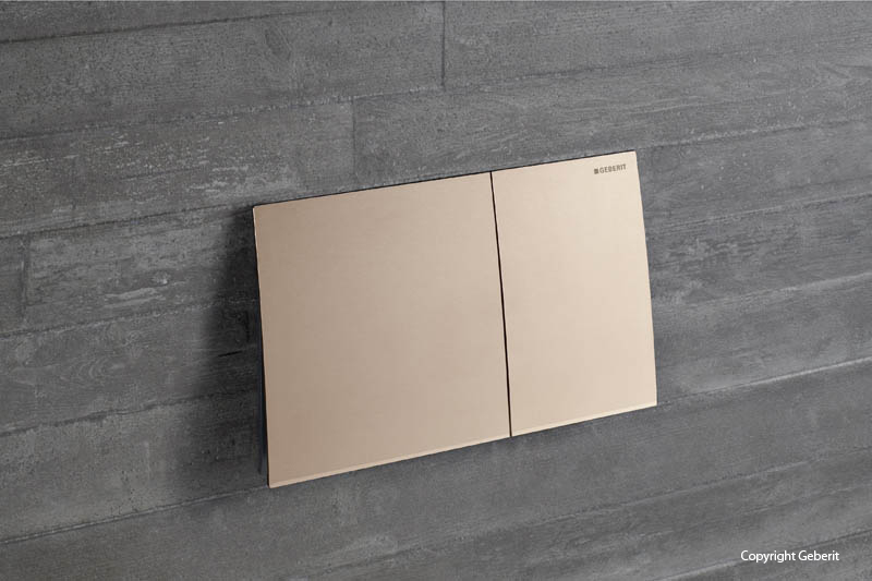 Geberit Sigma Betätigungsplatte Toilette messingfarben große Schalter Geberit Sigma Betätigungsplatte Toilette messingfarben große Schalter