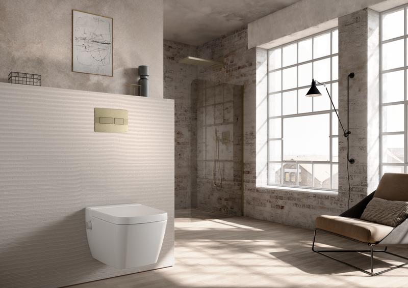TECE Betätigungsplatte Toilette messingfarben kleine Schalter TECE Betätigungsplatte Toilette messingfarben kleine Schalter