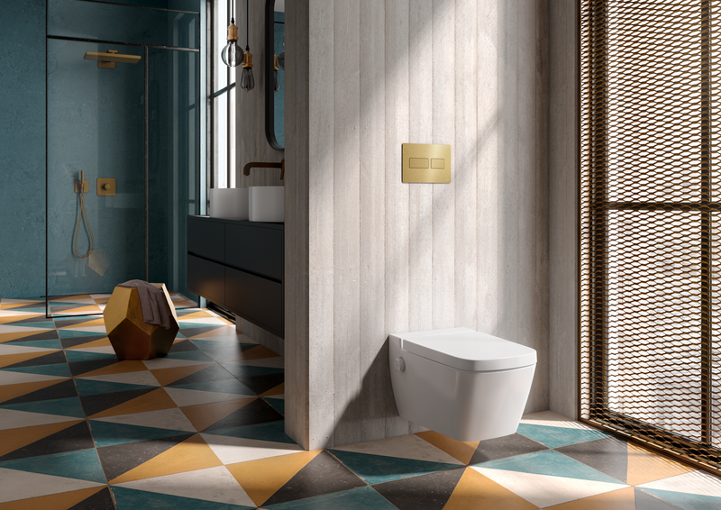TECE Betätigungsplatte Toilette messingfarben kleine Schalter TECE Betätigungsplatte Toilette messingfarben kleine Schalter