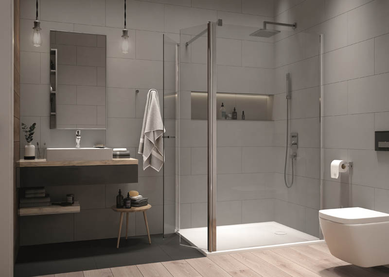 Bad klein kompakt Aufsatzwaschtisch bodengleiche Dusche Regenwalddusche Duschabtrennung Tür geteilt Bad klein kompakt Aufsatzwaschtisch bodengleiche Dusche Regenwalddusche Duschabtrennung Tür geteilt
