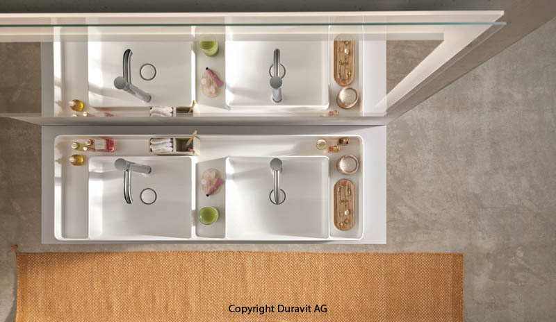 Duravit Doppel-Waschtisch mit Boxen Bento Starck weiß Armatur Chrom