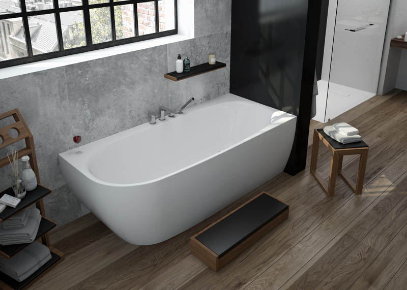 HOESCH Badewanne weiß eckig abgerundet Vorwandmontage HOESCH Badewanne weiß eckig abgerundet Vorwandmontage