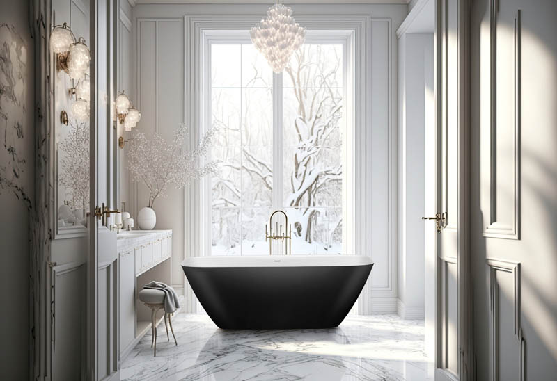 HOESCH Badewanne innen weiß außen schwarz eckig abgrundet freistehend HOESCH Badewanne innen weiß außen schwarz eckig abgrundet freistehend
