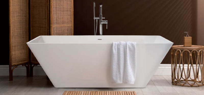 HOESCH Badewanne weiß eckig konische Form freistehend HOESCH Badewanne weiß eckig konische Form freistehend